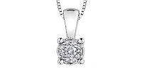 10K White Gold 0.06 cttw Diamond Illusion Set Solitaire Pendant, 18"