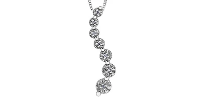 10K White Gold 0.04 cttw Diamond Journey Pendant, 18"