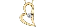 10K Yellow Gold 0.02cttw Diamond Heart Pendant, 18"
