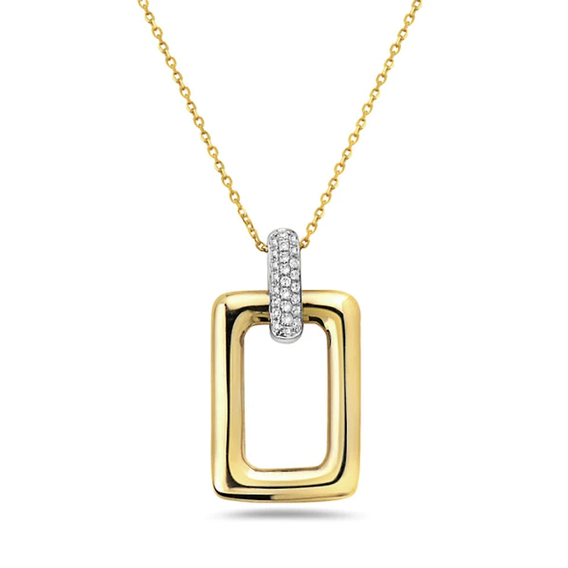 14K Two-Tone, Yellow and White Gold with 0.11cttw Diamond Pendant, 18 inches