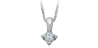 14K White Gold 0.30cttw Princess Cut Square Cut Canadian Diamond Pendant, 18”