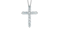 10K White Gold 1.00cttw Lab Grown Diamond Cross Necklace