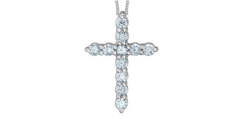 10K White Gold 0.25cttw Lab Grown Diamond Cross Necklace - 18 Inches