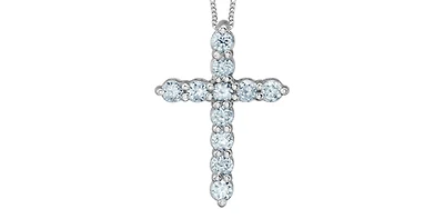 10K White Gold 0.25cttw Lab Grown Diamond  Cross Necklace - 18 Inches