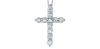 10K White Gold 0.25cttw Lab Grown Diamond  Cross Necklace - 18 Inches