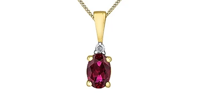 10K Yellow Gold Ruby and Diamond Necklace, 18"
