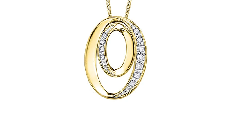 10K Yellow Gold 0.10cttw Diamond Pendant, 18"