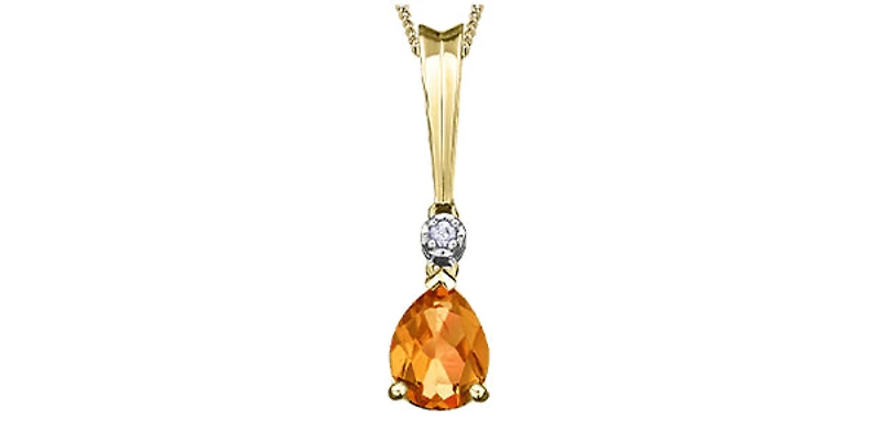 10K Yellow Gold cttw Diamond and Citrine Pendant