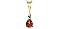 10K Yellow Gold 0.02 cttw Diamond and Garnet Pendant, 18"