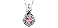10K White Gold Pink Tourmaline & Diamond Pendant