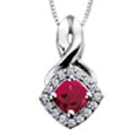 10K White Gold Ruby & Diamond Pendant