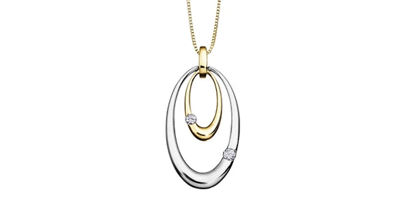 10K Yellow & White Gold 0.09cttw Canadian Diamond Pendant, 18"