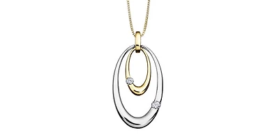 10K Yellow & White Gold 0.09cttw Canadian Diamond Pendant, 18"