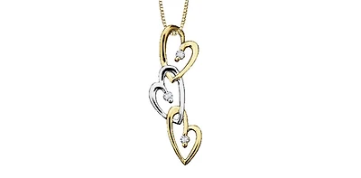 10K Yellow and White Gold 0.06cttw Canadian Diamond Heart Pendant, 18"