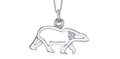 10K White Gold Canadian Diamond Polar Bear Pendant - 18"