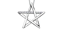 10k White Gold 0.081cttw Diamond Star Necklace