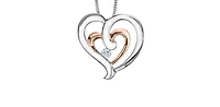 10K Rose and White Gold 0.07cttw Canadian Diamond Heart Pendant, 18"