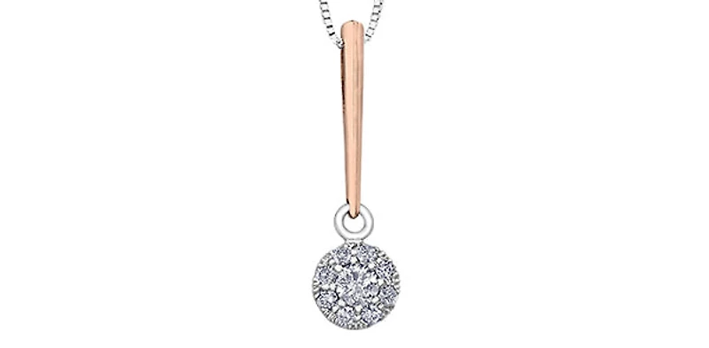 10K White and Rose Gold 0.13cttw Diamond Necklace