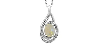 925 Sterling Silver Opal & Diamond Necklace
