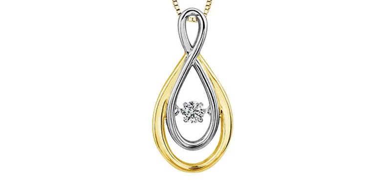 10K Yellow and White Gold 0.10 cttw Diamond Pulse Pendant, 18"