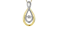 10K Yellow and White Gold 0.10 cttw Diamond Pulse Pendant, 18"