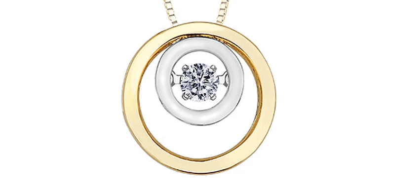 10K Yellow and White Gold 0.10 cttw Pulse Diamond Necklace
