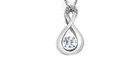 10K White Gold Round Cut Aquamarine and Diamond Pendant - 18 inches