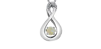 10K White Gold Round Cut Opal & Diamond Pendant - 18 inches