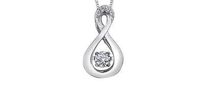 10K White Gold Diamond Pendant - 18 inches