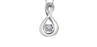 10K White Gold Diamond Pendant - 18 inches