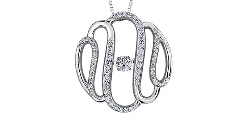 10K White Gold 0.40 cttw Diamond Pulse Pendant