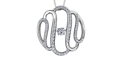 10K White Gold 0.40 cttw Diamond Pulse Pendant