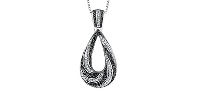 10K White Gold 0.45 cttw Diamond & Black Diamond Pendant