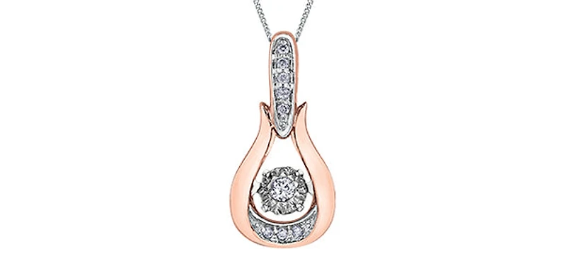 10K Rose and White Gold 0.06 cttw Diamond Pulse Pendant, 18"
