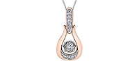 10K Rose and White Gold 0.06 cttw Diamond Pulse Pendant, 18"