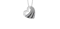10K White Gold 0.14 cttw Diamond & Black Diamond Heart Pendant