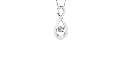 10K White Gold 0.03 cttw Diamond Pulse Pendant, 18"