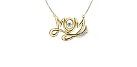 10K White and Yellow Gold 0.10 cttw Diamond Mom Pendant