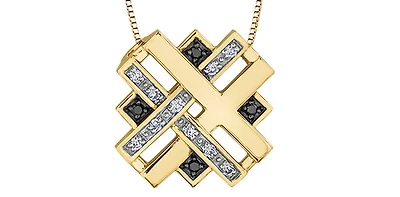 10K Yellow Gold 0.08 cttw Black Diamond & Diamond Necklace