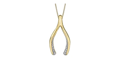 10K Yellow Gold 0.05 cttw Diamond Wishbone Necklace