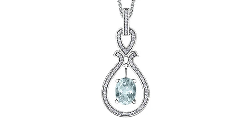 10k White Gold Aquamarine Birthstone pendant