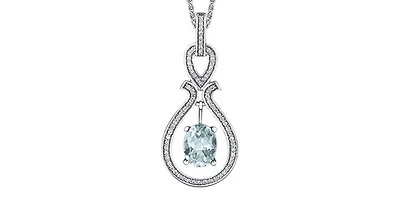 10k White Gold Aquamarine Birthstone pendant