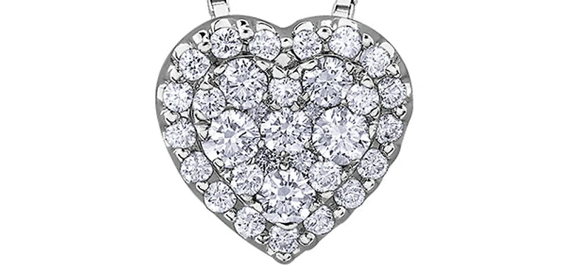 14K White Gold 0.34 cttw Diamond Heart Pendant