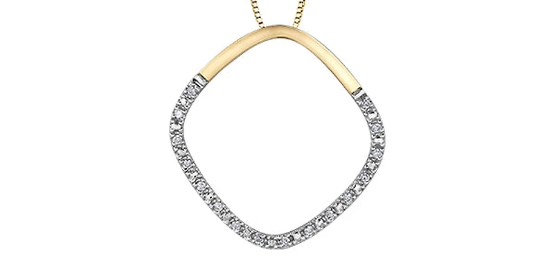 10K White and Yellow Gold 0.10 cttw Diamond Pendant