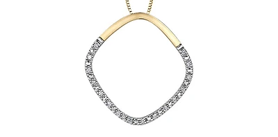 10K White and Yellow Gold 0.10 cttw Diamond Pendant
