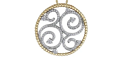 14K White and Yellow Gold 0.50 cttw Diamond Pendant