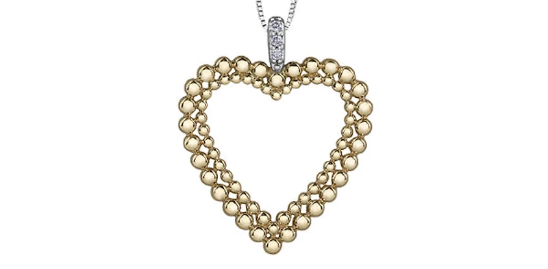 10K White and Yellow Gold 0.05 cttw Diamond Heart Pendant