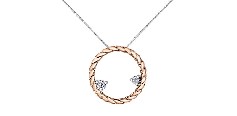 10K White & Rose Gold 0.08 cttw Diamond Necklace