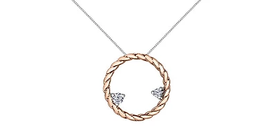 10K White & Rose Gold 0.08 cttw Diamond Necklace