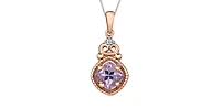 10K White & Rose Gold Pink Amethyst & Diamond Pendant